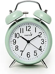 Loud Alarm for Deep Sleepers 4'' Twin Bell Alarm Clock with Backlight for Bedroom and Home Decoration(Green)