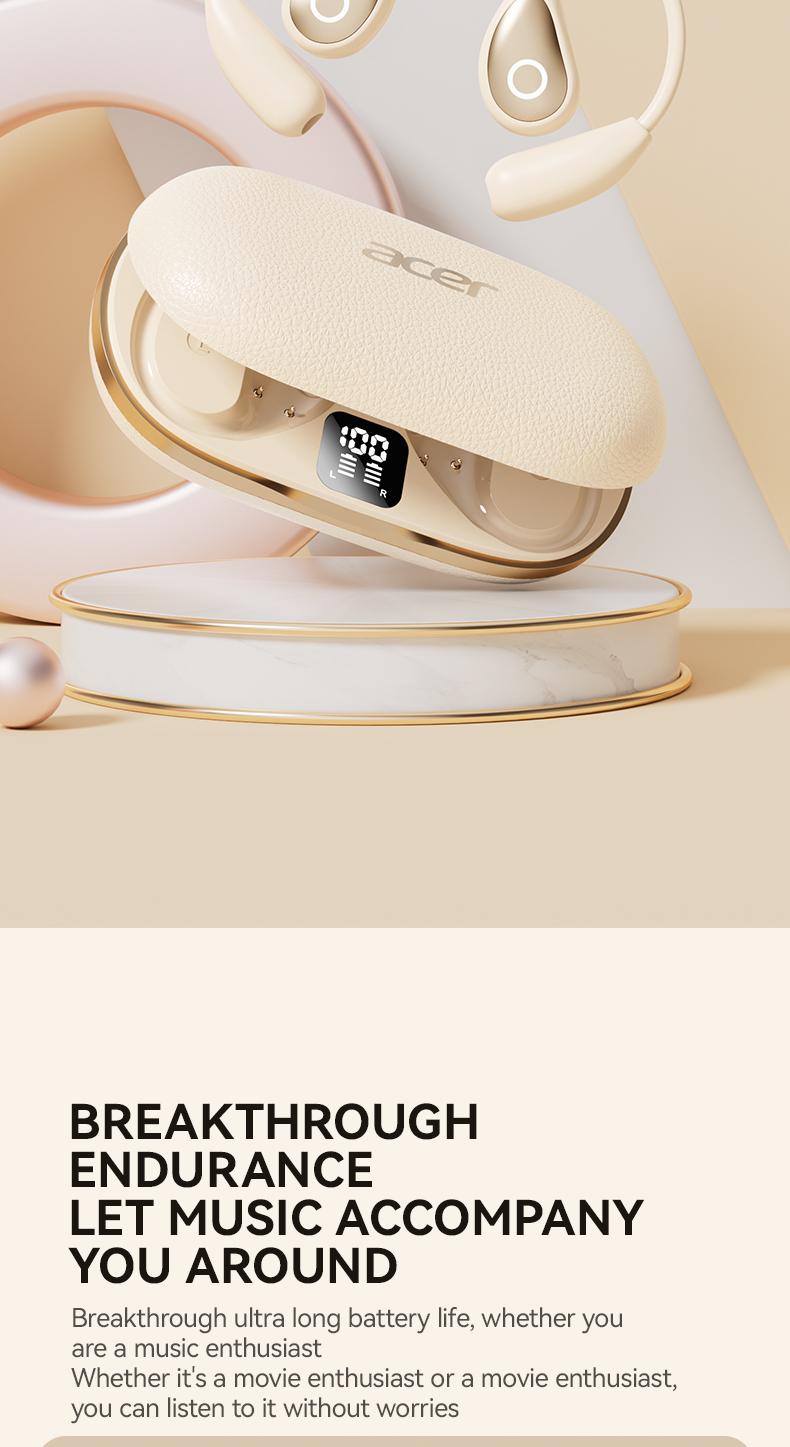 Acer OHR515 Wireless Earbuds,Open-ear Design Wireless Earphone, LongBattery Life Earbuds for Sports, Touch ControlEarbuds,Audio Headset Electronic ear headphone Digital Bluetooth openearearbuds Loudspeaker Black wireless headphones wired earphones