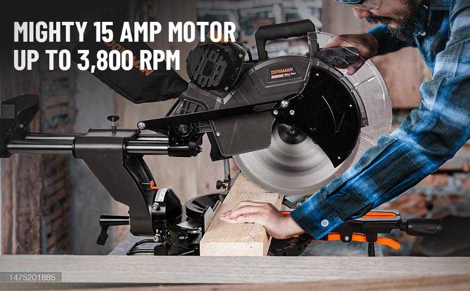 DOVAMAN 12 Inch Dual-Bevel Miter Saw 15-Amp 3800RPM, Ambidextrous Operation, 4.2x13in Cutting Capacity, Laser Guide, 0-45° Bevel & Miter Cut DOVAMAN 12 Inch Dual-Bevel Miter Saw 15-Amp 3800RPM, Ambidextrous Operation, 4.2x13in Cutting Capacity, Laser Guide, 0-45° Bevel & Miter Cut