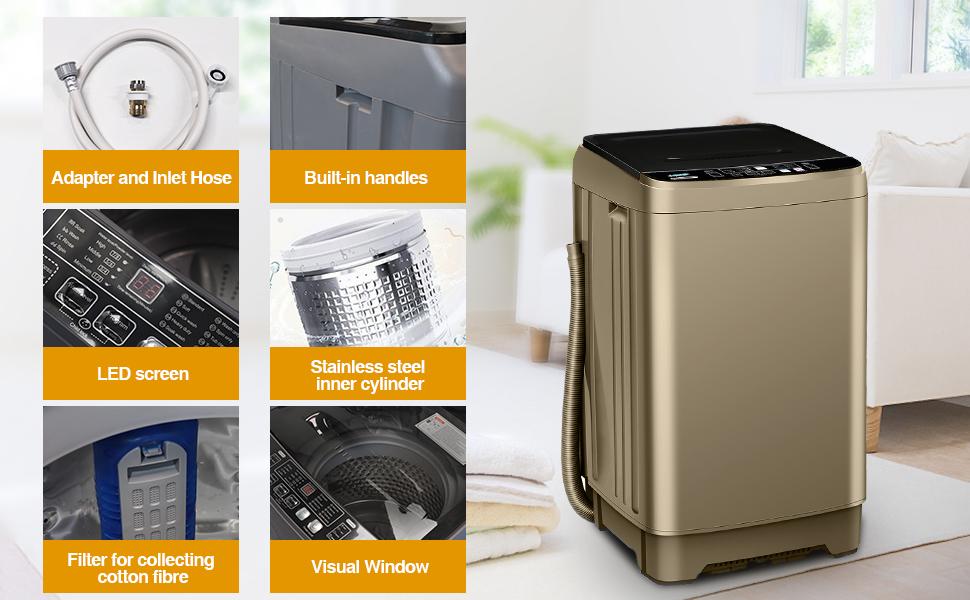 Full-Automatic Portable Washing Machine, 17.6Lbs Capacity, 10 Wash Programs, 8 Water Levels, LED Display, Top Load Compact Washer with Drain Pump – Ideal for Apartments, Dorms, RVs Washingmachine washer and dryer set portable washing machine Full-Automatic Portable Washing Machine, 17.6Lbs Capacity, 10 Wash Programs, 8 Water Levels, LED Display, Top Load Compact Washer with Drain Pump – Ideal for Apartments, Dorms, RVs Washingmachine washer and dryer set portable washing machine