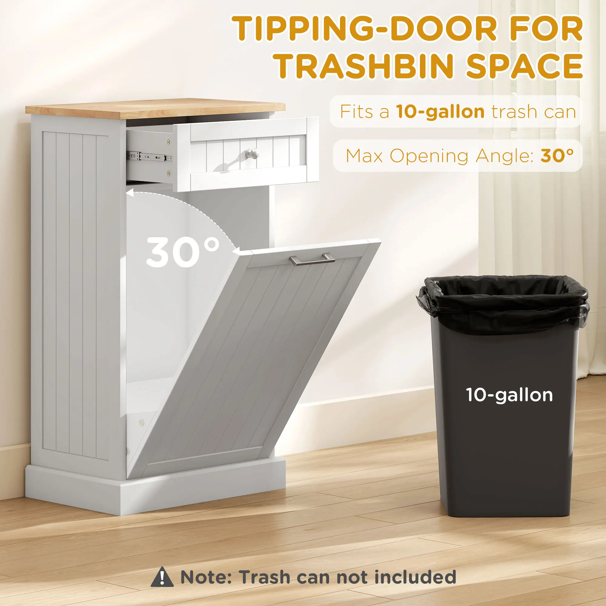 #Summervibes HOMCOM Kitchen Tilt Out Trash Bin Cabinet Free Standing Recycling Cabinet Trash Can Holder With Drawer