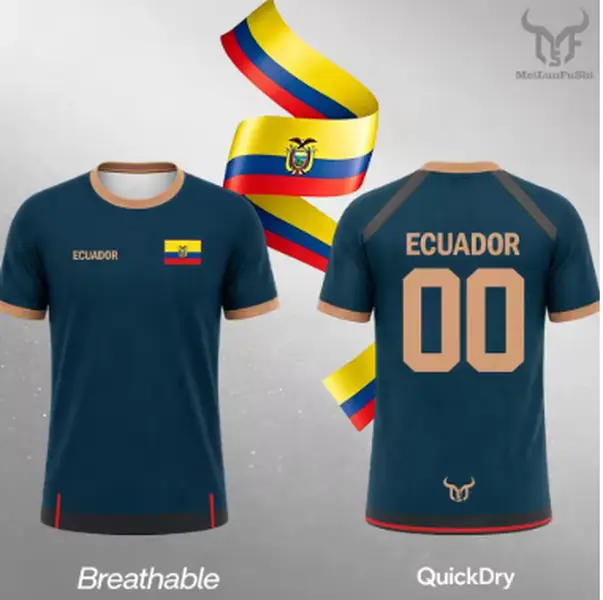 New Ecuador Flag Printed T-Shirt 3D Men's And Women's Fashion Crew Neck Sports Jersey Loose Summer Quick Dry Soccer Training Tee