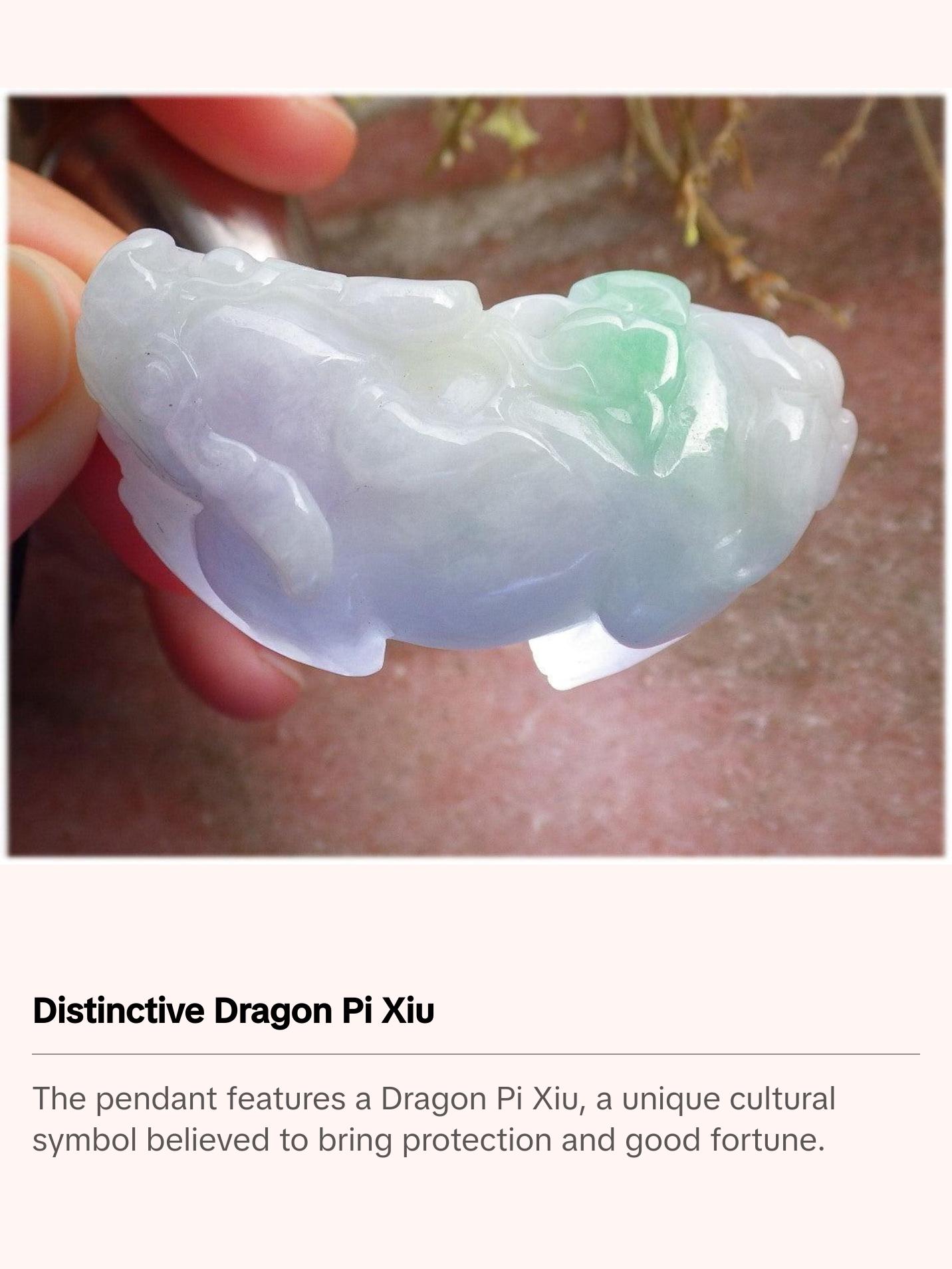 Certified Hand Carved Natural Green Myanmar Burma A Jade jadeite Dragon Pi Xiu Pendant Necklace