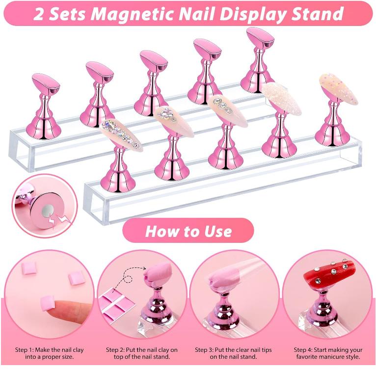 600PCS Clear Coffin Nail Tips Set Qinzave Clear Acrylic Nail Tips with Nail Glue Coffin Nails Full Cover with Nail Display Stand, Cuticle Nail Pusher Remover, Nail Files Buffer