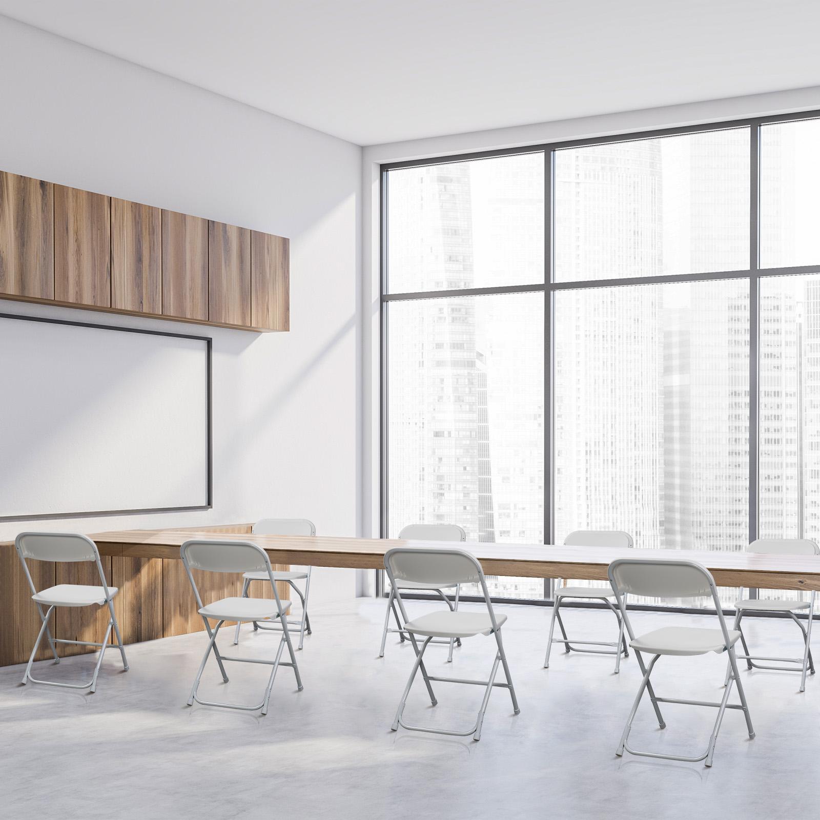 【Party Exclusive】Ubesgoo 4/6/10 Pack White Black Plastic Folding Chair, Indoor Outdoor Portable Stackable Commercial Seat With Steel Frame 350lb. Capacity For Events Office Wedding Party Picnic Kitchen Dining