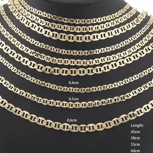14K Gold Plated Mariner Chain Necklace 18"-24" / 4mm-8mm High Quality Clasp Necklace Brass Punk Gold Necklace