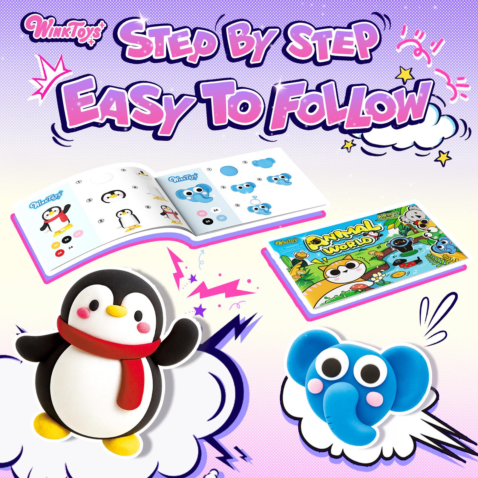 Air Drying Clay Set,Winktoys,30 Accessories, Soft Clay,Creative Clay, All Ages, DIY Keychain, DIY Fridge Magnet,Step-by-Step Tutorial, Perfect for Decorations & Festival Gifts, 7 Unique Series for Guided or Free Creation,BlackFriday,Valentine's Day