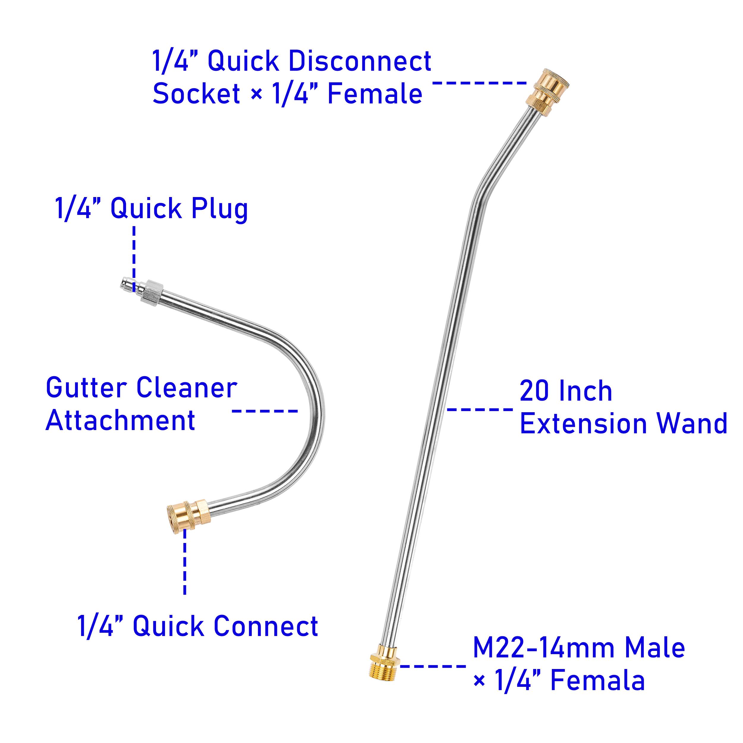 M MINGLE 20 FT Aluminum Telescoping Pressure Washer Handle Wand with 5 Nozzle Tips & Support Belt for Roofing Tools Accessories Portable Design,Heavy Duty Cleaning