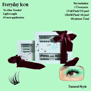 2R Studio Press On Cluster Lashes | Glue Free Lashes | DIY Lash Extension | 1 Full Pack 80 Clusters