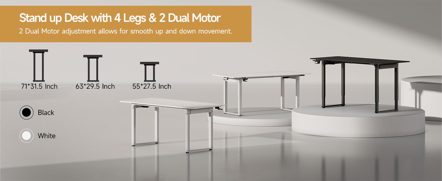 【SPRING GLOW UP】ONBRILL Height Adjustable Electric Standing Desk 71x32 Inches Rectangle Sit Stand Up Desk with Dual Motorand Memory Preset Home Office Computer Desk