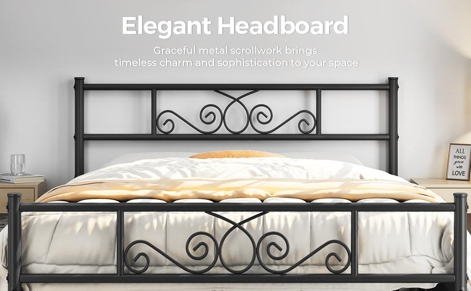 【Metal scroll design】Yaheetech Bed Frames Metal Platform Bed with Headboard and Footboard No Box Spring Needed Easy Assembly,Under-Bed Space 【Metal scroll design】Yaheetech Bed Frames Metal Platform Bed with Headboard and Footboard No Box Spring Needed Easy Assembly,Under-Bed Space