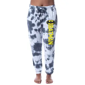 DC Comics Womens' Batman Granite Tie Dye Bat Logo Sleep Jogger Pajama Pants