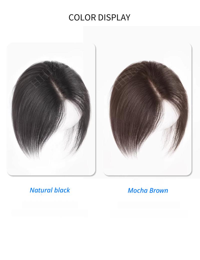 7x11cm V-shaped frontal hairpiece Women's real hair, fully hand-woven, thin bangs.Invisible, seamless, natural, and comfortable.Increase hair volume and cover up thinning hair.Become younger and more stylish.