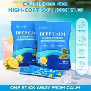 SLRVIO Deep Calm Magnesium Drink Mix – Stress Relief & Relaxation with Ashwagandha, L-Theanine & Magnesium Glycinate, Melatonin-Free, Non-Drowsy Calm Powder – 40 Stick Packs (2 Bags)
