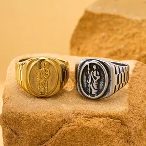 Classic Saint Jude Engraved Ring – Personalized Portrait Style Wedding Ring for Men, Engagement & Faith Inspired Jewelry