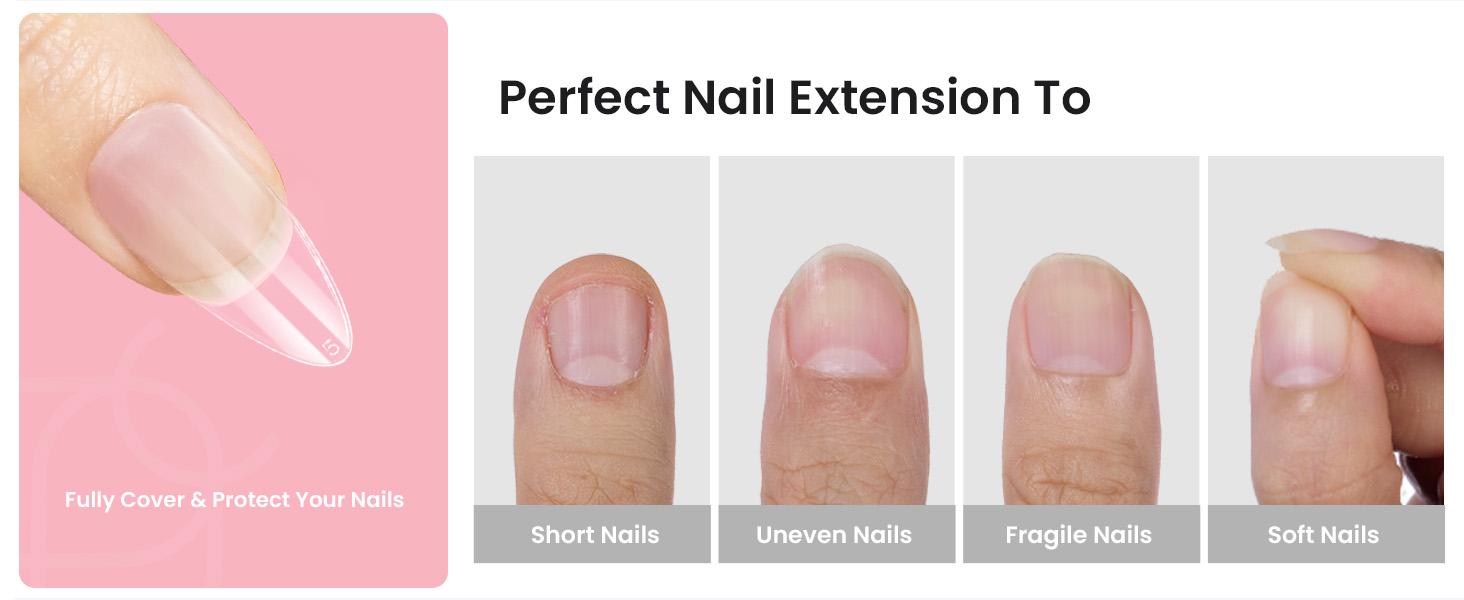 Beetles Gel Nail Kit with Nail Dehydrator and Primer, 576Pcs Half Matte Etch-X Gel Nail Tips Solid Nail Glue Mini Nail Lamp Acrylic Nail Tips Easy DIY Nail Extension Set Gift for Women