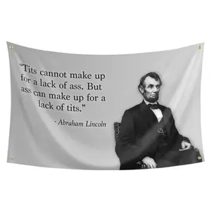 Probsin Honest Abe Flag,Lincoln Quote 3x5 Feet Banner,Funny Poster UV Resistance Fading & Durable Man Cave Wall Flag with Brass Grommets for College Dorm Room Decor,Fans Gifts Outdoor,Parties,Gift,Tailgates