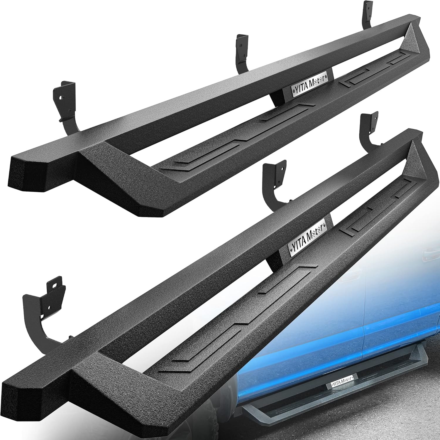 YITAMOTOR Drop Side Steps Compatible with 2009-2018 Dodge Ram 1500 & 2010-2024 2500 3500 Crew Cab, 2019-2024 1500 Classic, Off-Road Running Boards, Black Powder Coated Nerf Bars Heavy Duty Aluminum
