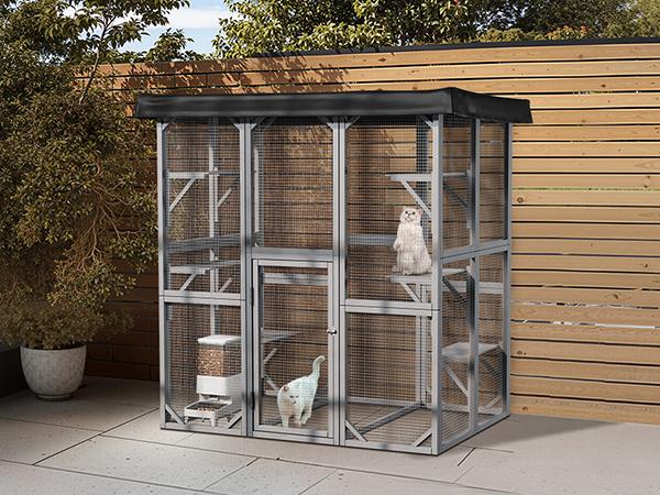 PetCozife Outdoor Cat Enclosure, 71" Large Walk-in Cat House for Multiple Cats with Waterproof Roof, 3 Tier Cat Cage with 6 Platform for Patio, Yard, Graden, Outdoor Catio，CatFuriture