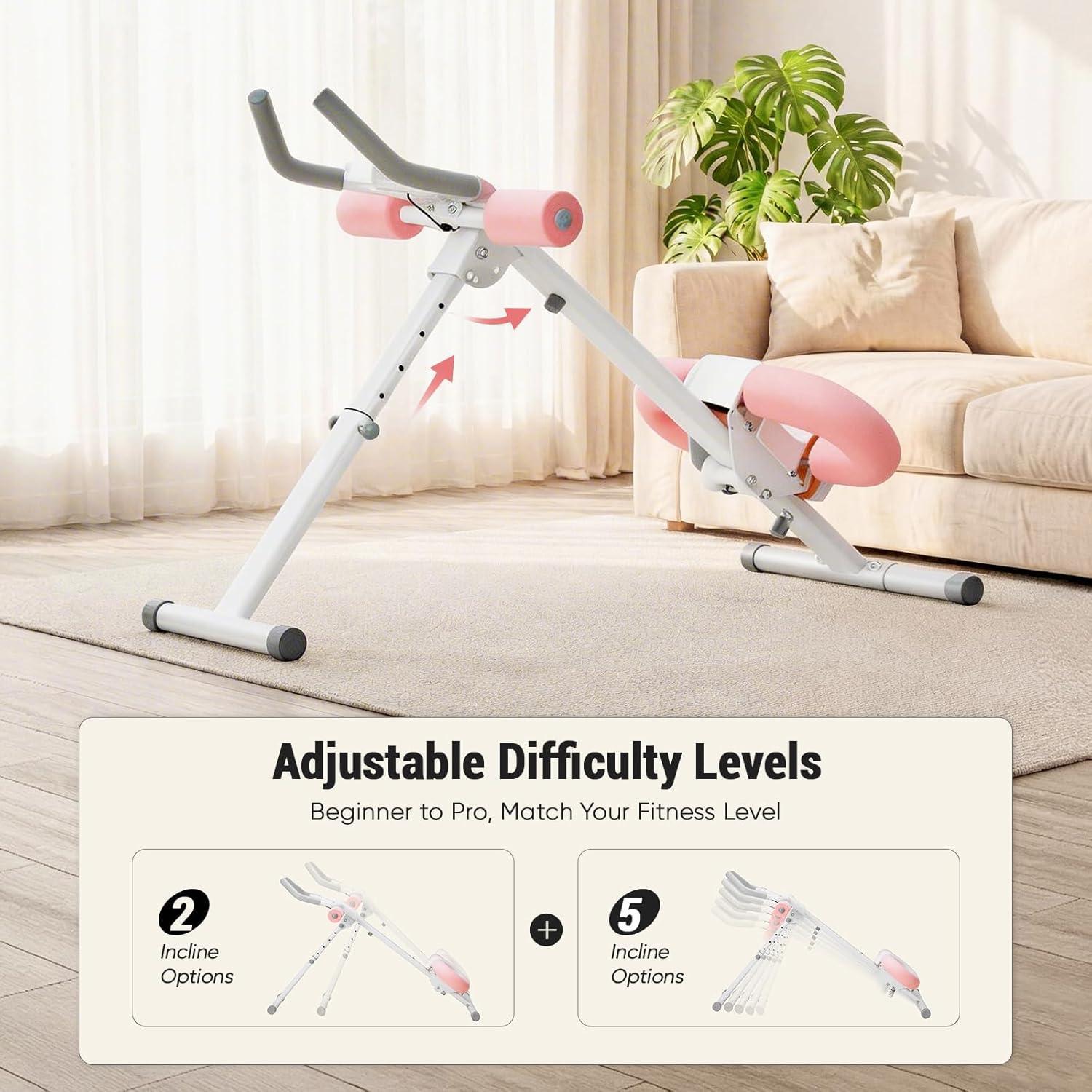 Foldable Ab Workout Machine - 2 Incline & 5 Height Settings, 440LB Capacity, LCD Display & Knee Pads for Home Core Training Foldable Ab Workout Machine - 2 Incline & 5 Height Settings, 440LB Capacity, LCD Display & Knee Pads for Home Core Training