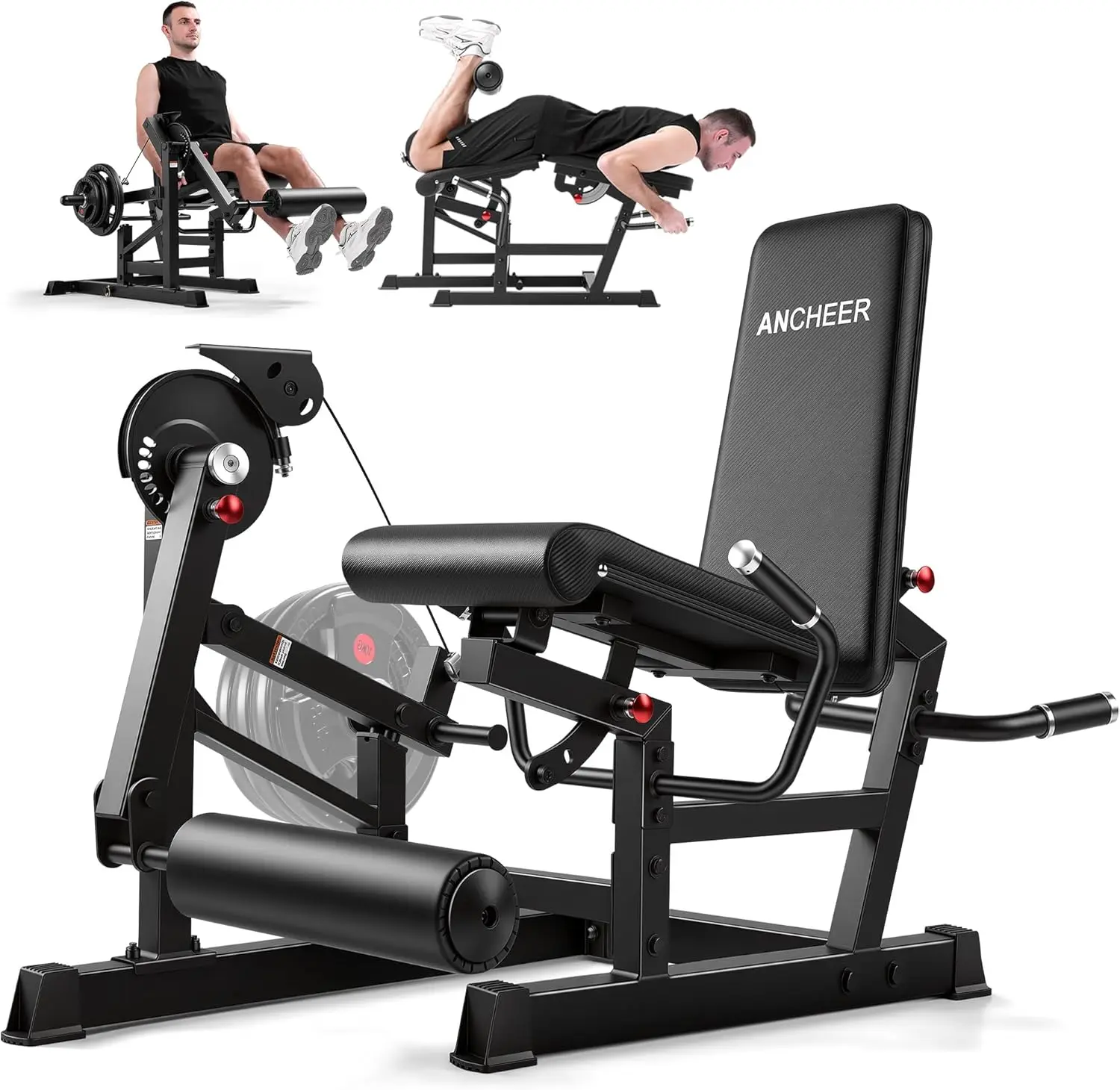 ANCHEER 400LBS Heavy-Duty Leg Extension & Curl Machine, Multifunctional Home Gym Combo with 11-Position Adjustable Quad Hamstring Glute Support & Lumbar Cushion, Compact Strength Training Station for Small Spaces, Home Fitness Equipment, Gym Equipment, Mu