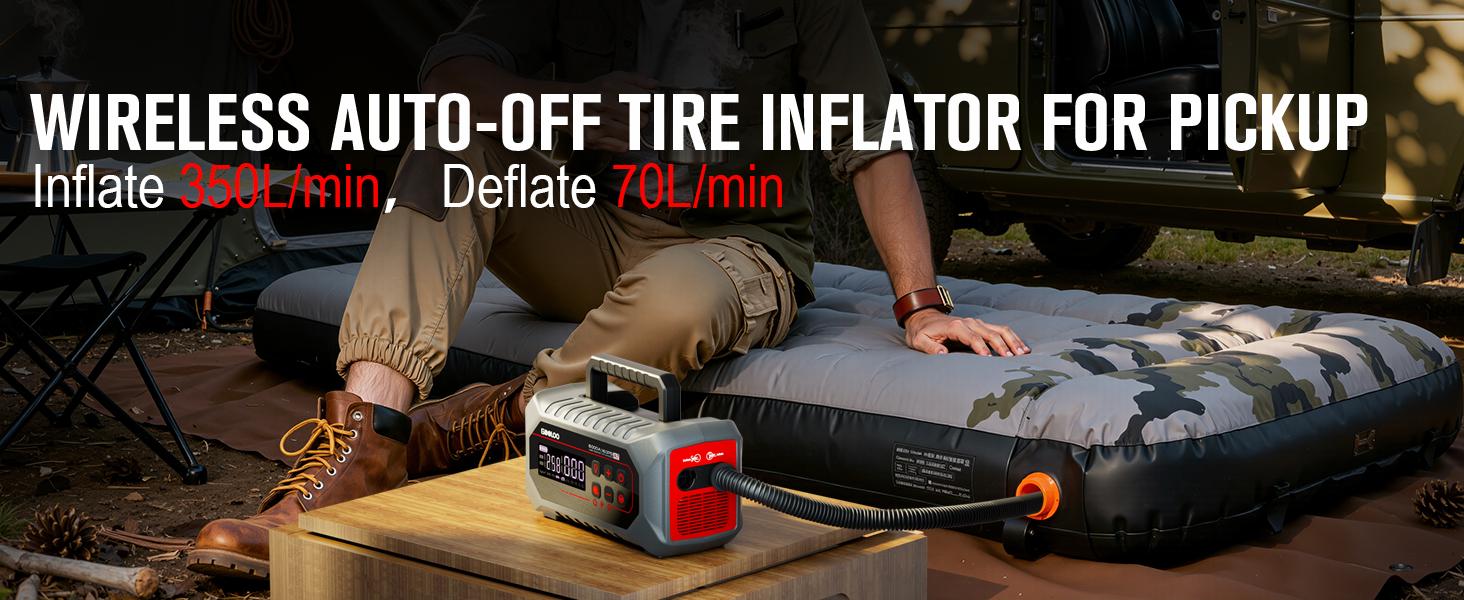 GOOLOO A7 10-in-1 6000A Car Jump Starter with Air Compressor (All Gas & 10 Disel), Multifunctional 160 PSI Smart Auto-Shutoff Tire Inflator & Portable Air Pump with Inflate 350L/min & Deflate 70L/min