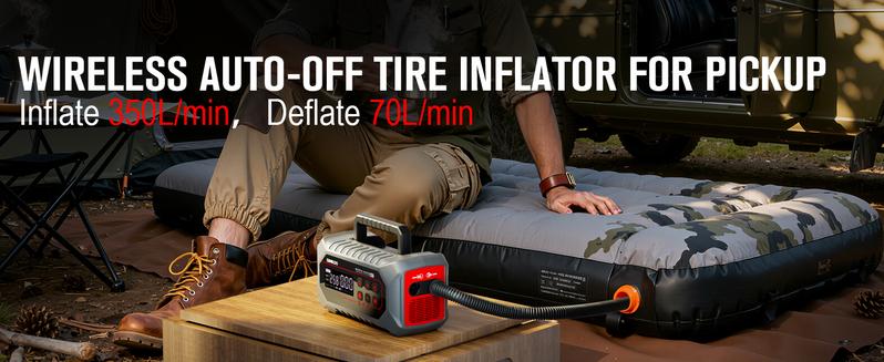 GOOLOO A7 10-in-1 6000A Car Jump Starter with Air Compressor (All Gas & 10 Disel), Multifunctional 160 PSI Smart Auto-Shutoff Tire Inflator & Portable Air Pump with Inflate 350L/min & Deflate 70L/min