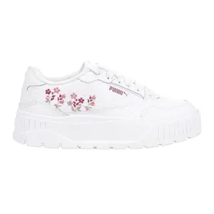 PUMA Womens Karmen Ii Idol Novelty Embroidered Floral Lace Up Sneakers Shoes Casual - White