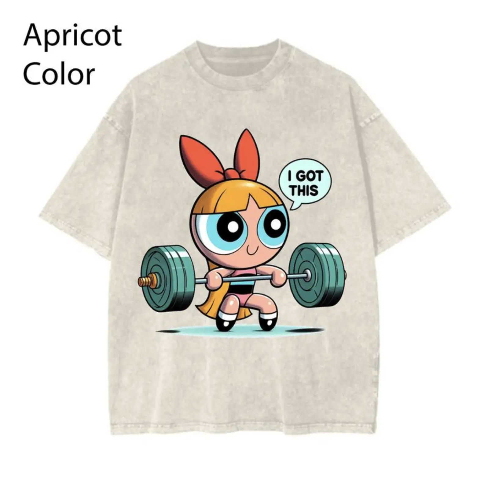 Bubleess #Powerpuffff "I GOT THIS" Girls Gym T-Shirt, Cute Weightlifting Cartoon Shirt, Y2K #Powerpuf Fitness, Pump Cover Gym Tee for Men Women, Full Size