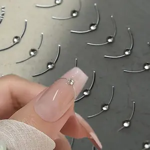 2pcs Set French Tip Nail Stickers Diamond Line 5D Gold Silver French Line Nail Art Stickers Crystal Curve Wave Strips Geometric Lines Slider