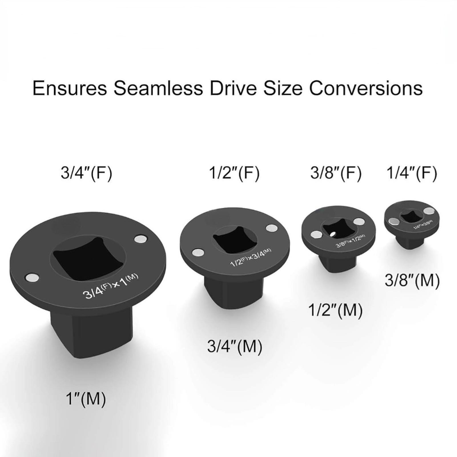 4PC Low Profile Impact Socket Adapter Set, Drive Ratchet Adapter Set, Designed for Tight Spaces 4PC Low Profile Impact Socket Adapter Set, Drive Ratchet Adapter Set, Designed for Tight Spaces