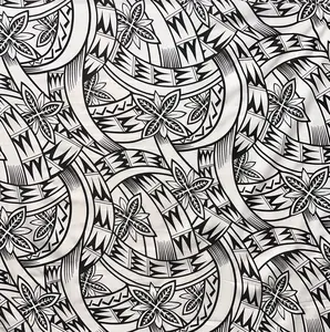Floral Traditional Polynesian Tattoo Background Poly Cotton Fabric | Islands Fabric