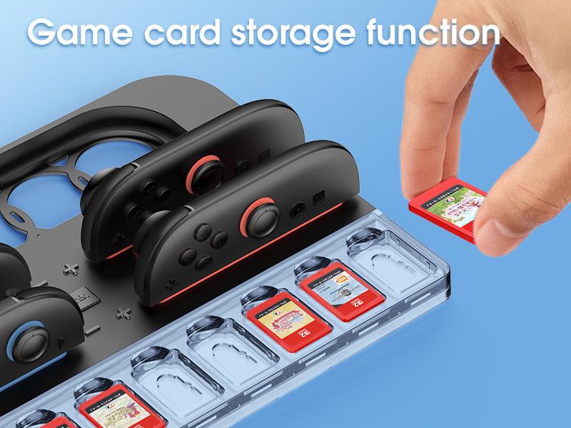 i-Blason Charging Dock Storage Base for Nintendo Switch 2 JoyCon Controllers [9 Game Card Slots] [Ambient Lighting] All-in-one Charging Station Storage Stand Organizer with USB Charging Cable