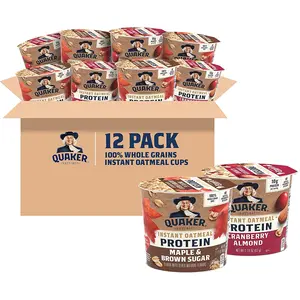 Instant Oatmeal Express Cups, 10g Protein 2 Flavor Variety Pack, (Pack of 12)