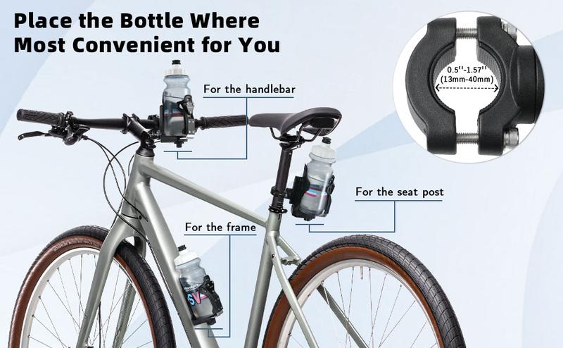 MoKo Bike Water Bottle Holder, Adjustable Bike Water Bottle Cage for 1.9-3.6" Diameter Bottle, for Handlebar & Frame, Motorcycle Cup Holder with Screw Tool, for Bicycle/Stroller/Scooter/Wheelchair/ATV