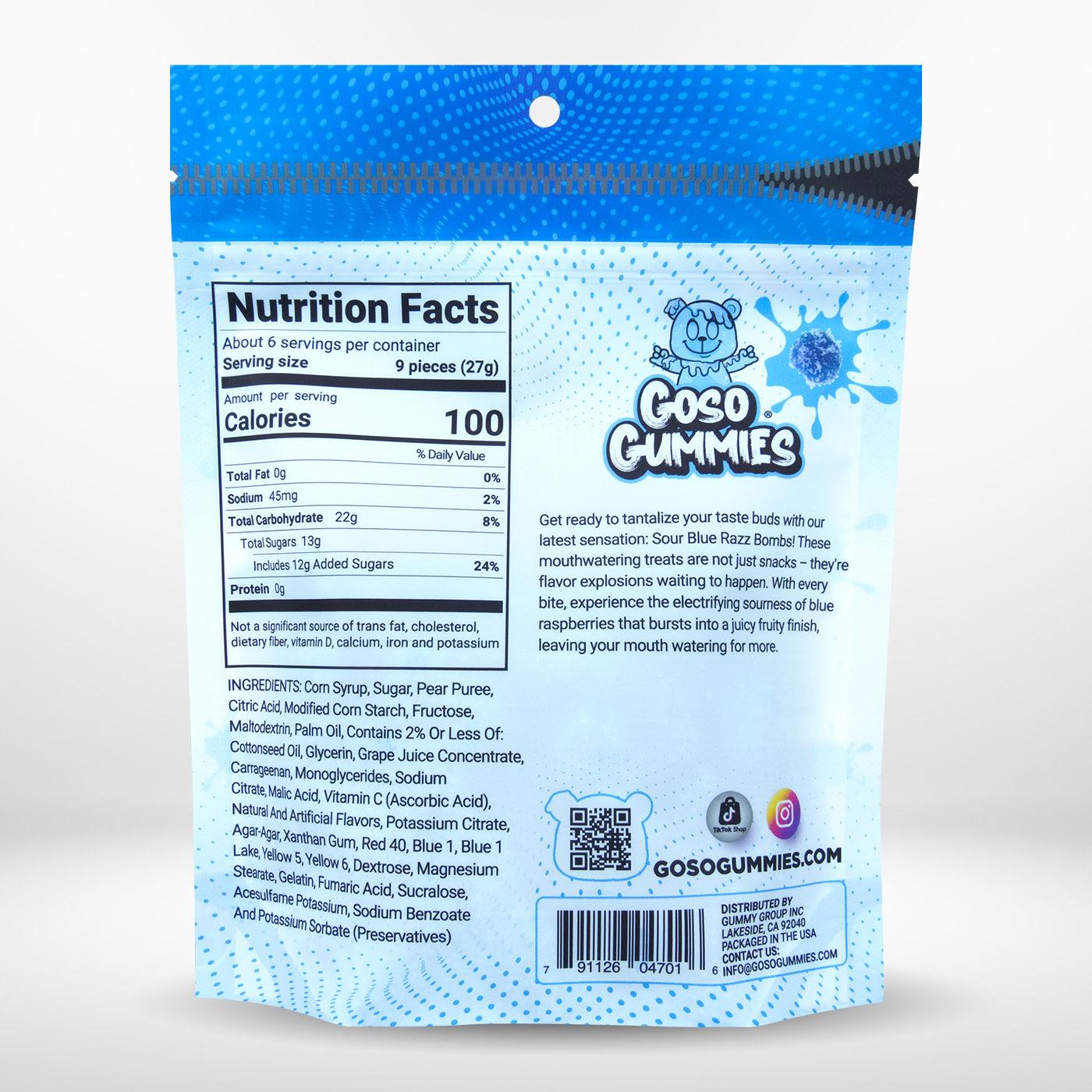 Goso Gummies Sour Blue Razz Viral Gusher Bombs 6oz Candy - Fruit Snack