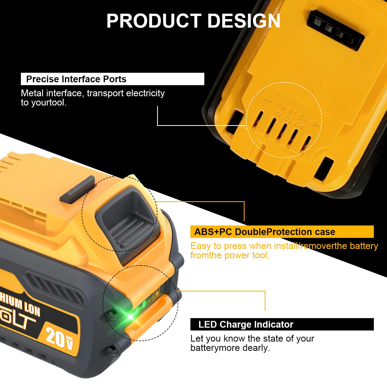High Capacity 12Ah Replacement for Dewalt 20V 60V Max Battery 1/2/4 Pack, Compatible with DCB606 DCB609 DCB612, Compatible with DeWalt 20V 60V Cordless Power Tools outdoorfun