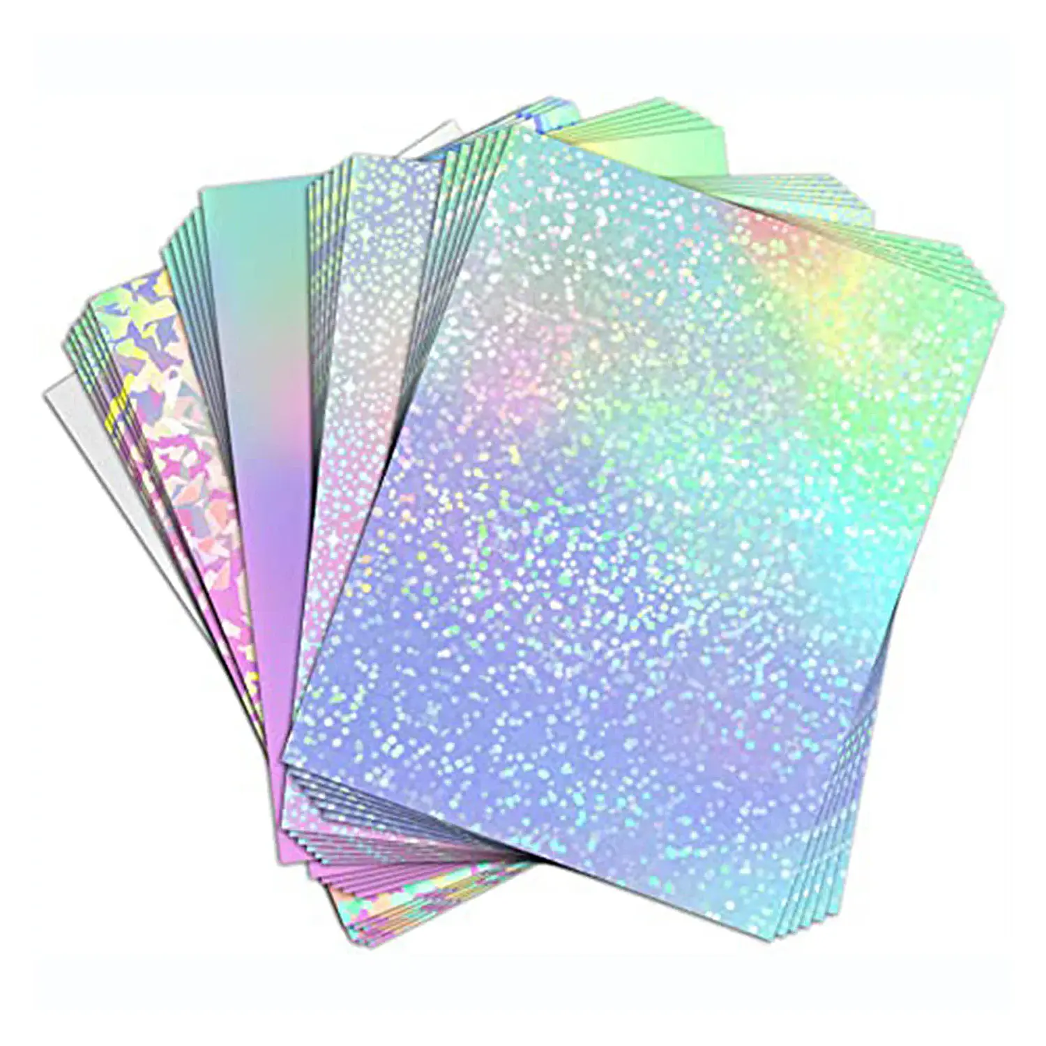 Koala Holographic Laminate Sheets Self-Adhesive Waterproof A4 Overlay for Sticker Print Protection 25 Sheets Non-Printable Grid Backing