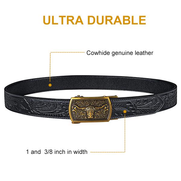 [Valentine's Day Gift]Ailisus Mens Belt Leather Easy Release Ratchet Belt for Business Casual Dress Belt with Adjustable Buckle For Mens Father Gift