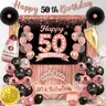 50th Birthday Party Decor for Women – Rose Gold & Black