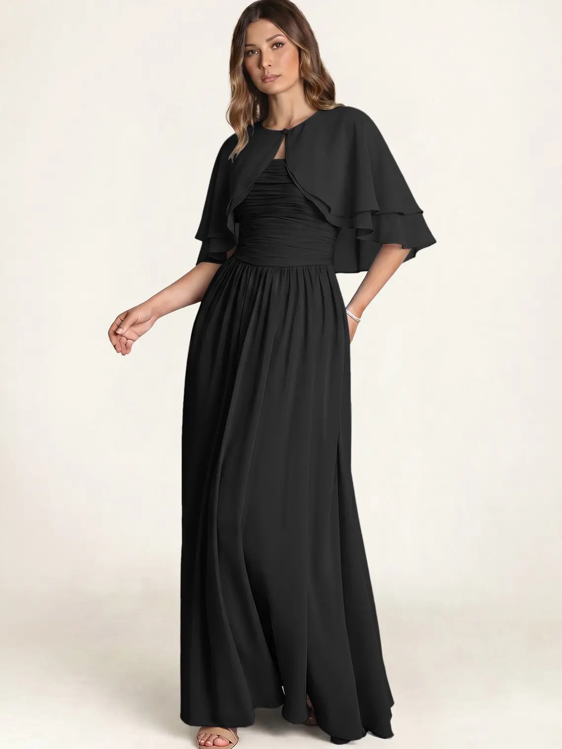 Azazie Double Layer Sheer Soft Draped Rectangular Wedding Bridesmaid Evening Chiffon Shawl