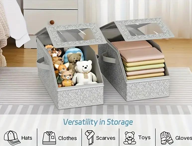 Stackable Hat Storage Boxes for Baseball Caps, Holds Up to 24 Hats, Durable Cardboard Box for Men, Classic Style, Wardrobe Organizer  storage organization organizer storage sturdy snapback box Grey toy box toy organizer storage stuffed animal storage