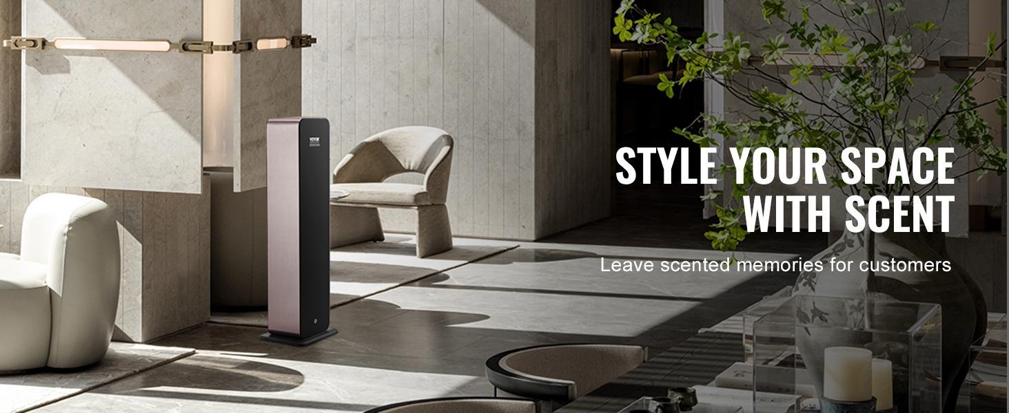 VEVOR Scent Air Machine, TikTokShopBlackFriday, 950ml Bluetooth Smart Cold Air Diffuser, 3000sq.ft Waterless Essential Oil Scent Air Diffuser, Floor Standing Aromatherapy Machine for Large Room, Office, No complimentary incense