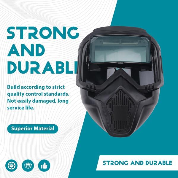 PC Auto Darkening Welding Glasses with Adjustable Strap & Removable Lens Anti-Splash Face Shield for Arc MIG TIG Welder