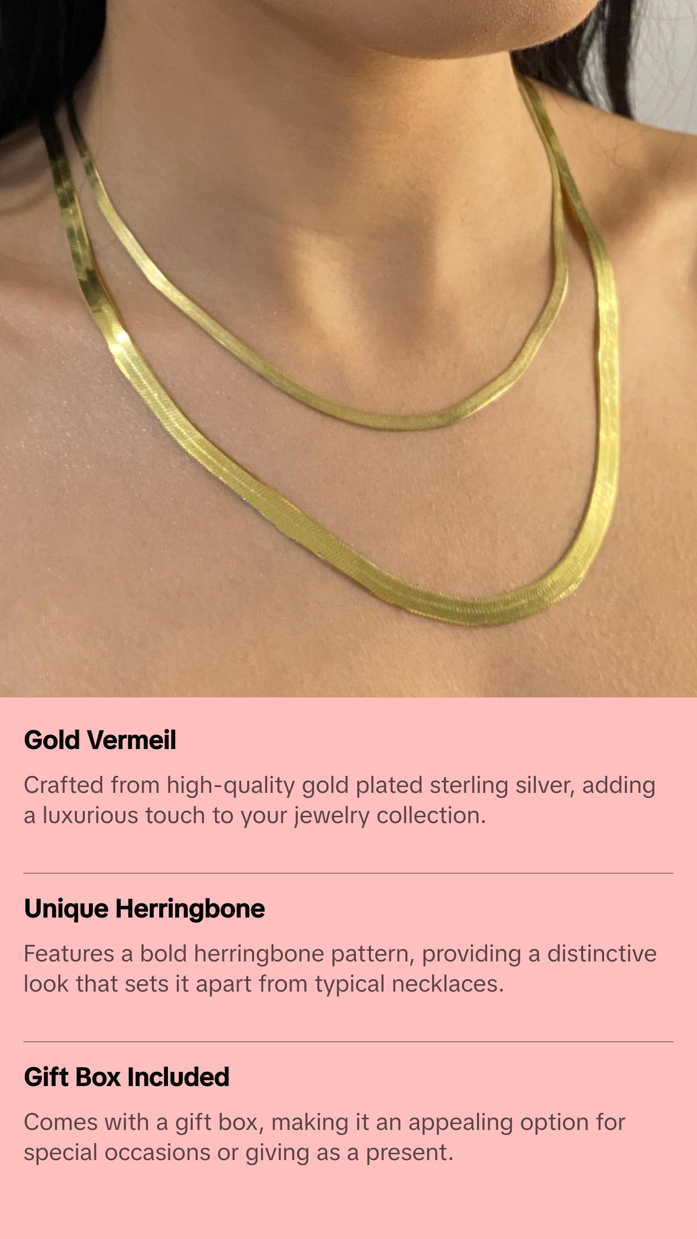 Bold Herringbone Necklace | Gold Vermeil