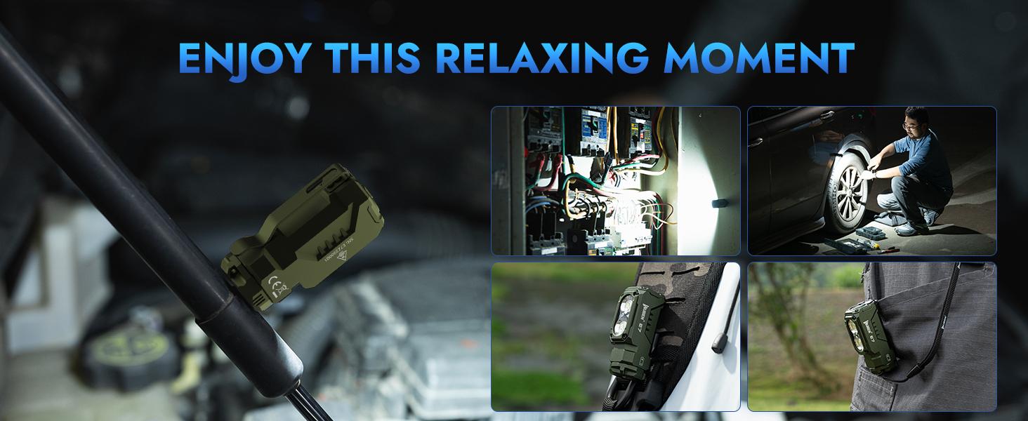 WUBEN E7 1800 Lumen Super Bright Mini EDC Floodlight – 175° Wide Beam, Magnetic Base, 6 Modes, IP68 Waterproof, USB-C Rechargeable for Outdoor, Emergency & Repair