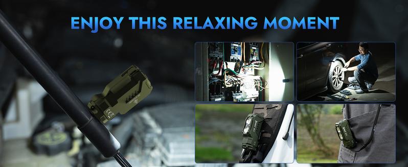 WUBEN E7 1800 Lumen Super Bright Mini EDC Floodlight – 175° Wide Beam, Magnetic Base, 6 Modes, IP68 Waterproof, USB-C Rechargeable for Outdoor, Emergency & Repair