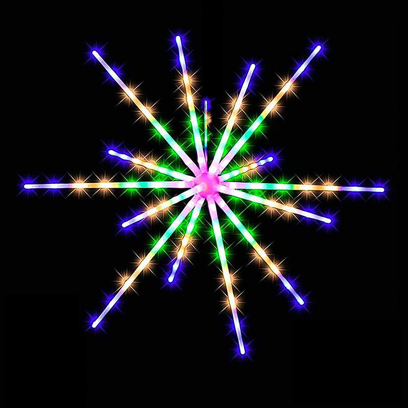 56 LED Hanging Starburst Firework Lights 8 Lighting Modes Multicolor RGB Effects Outdoor Decor for Garden Camping Christmas Parties Traditional Ornaments Decoration