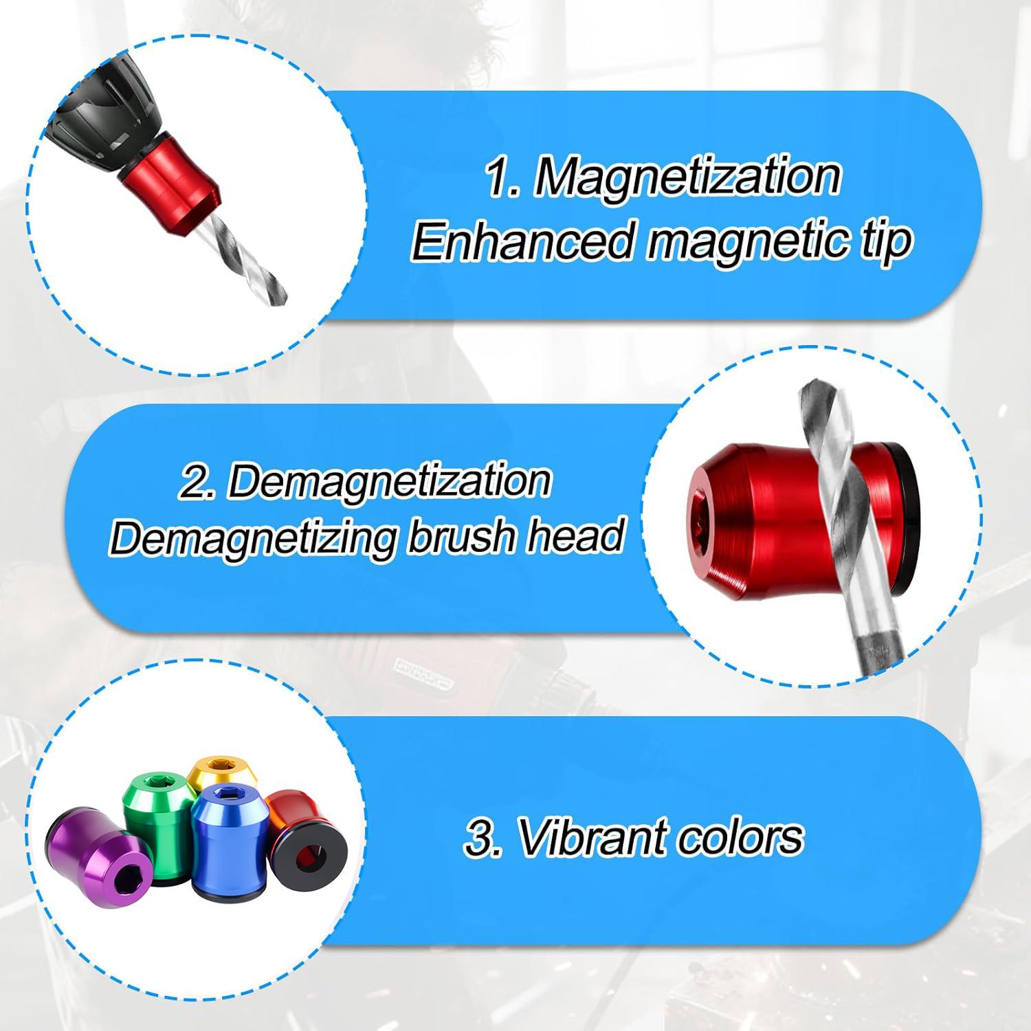 Universal Magnetic Screw Ring 1/4 Inch/ 6.35 mm Super Strong Magnetic Screw Holder - Screwdriver Head Magnetic Ring, Removable Strong Magnetic Screwdriver Drill Bit Holder for Hex Screwdriver and Power Bits for Mechanics & Carpenters