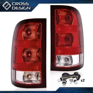CROSSDESIGN Pair Tail Lights Lamps w/ 8 Bulbs Fit For 2007-2014 GMC Sierra 1500 2500 3500HD